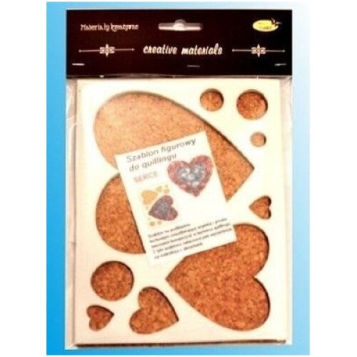 Set sablon cu inimi quilling, Galeria Hobby, 14.5x19cm, blister