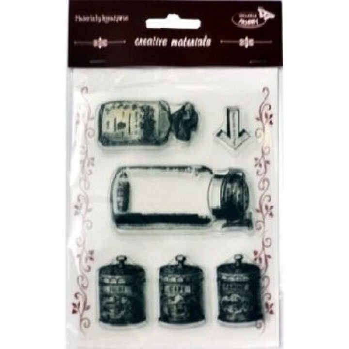 Set Stemple Creative cu sticlute, Galeria Hobby, transparent, 230x132mm