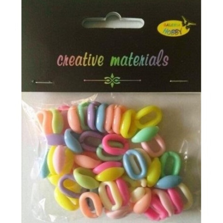 Set margele plastice pastel, Galeria Hobby, 16x11mm, multicolor, blister, 111x101mm