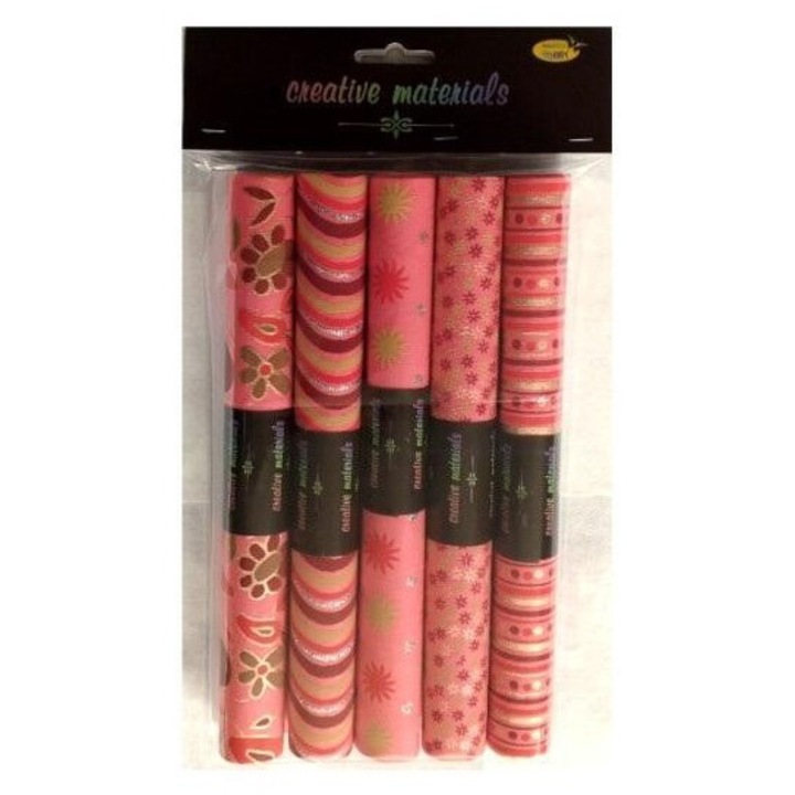 Комплект от 5 листа декоративна хартия, Hobby Gallery, 25 х 35 см, многоцветна