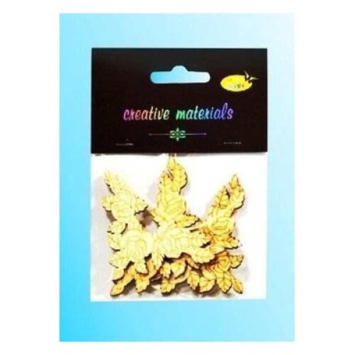 Set 3 elemente decorative din lemn, Galeria Hobby, auriu, 7.5cm