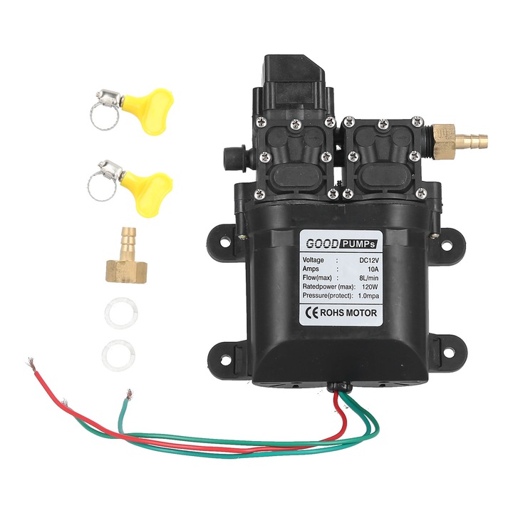 Jormftte 12V 120W vízpumpa, kompakt, könnyen használható, 10x18mm