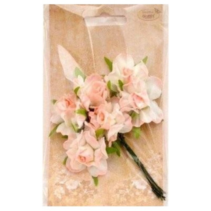 Művirágok, Hobby Galéria, 3cm, 6 darab, világos rózsaszín