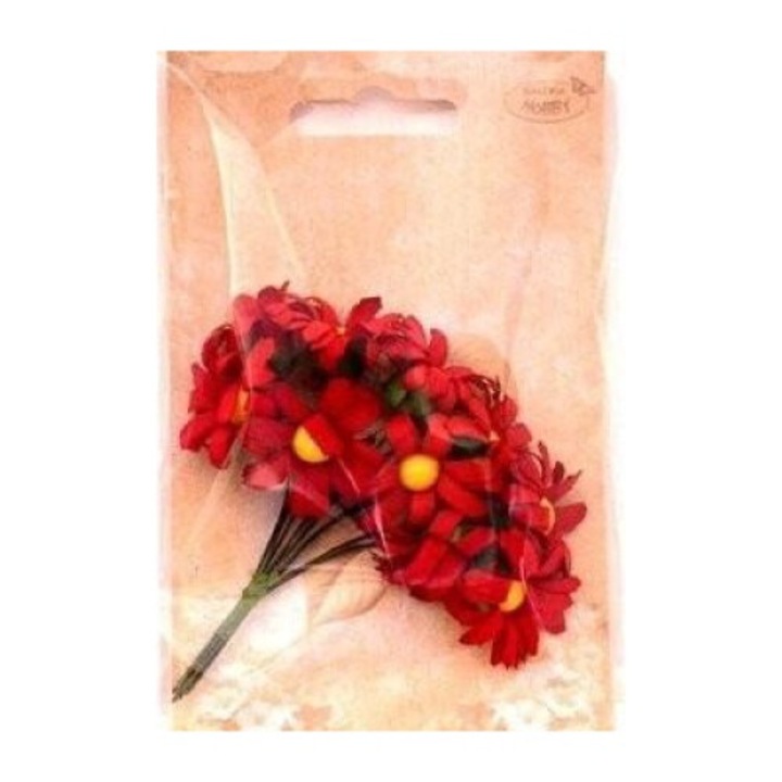 Flori artificiale, Galeria Hobby, 2cm, 12 bucati, rosu