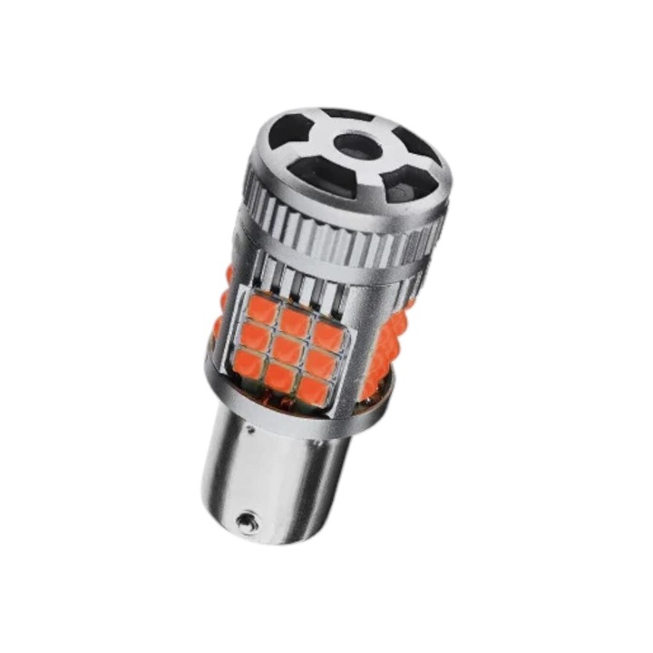 AutoRey Premium LED izzó, Stop vagy Brake P21W / BA15S / 1156, egyenlő érintkezők, 30 W, 2800 LM, piros szín, 36 SMD 3030, beépített ventilátor, integrált Canbus, nincs égett izzó hiba, 12 V