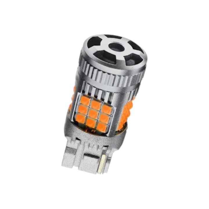 AutoRey Premium T20 / W21W / 7440 LED izzó jelzéshez, DRL, nappali menetfény izzószálas, 30W, 2800LM, 3000K sárga, 36 SMD 3030, integrált ventilátor, integrált Canbus, nincs kiégési hiba, 12V