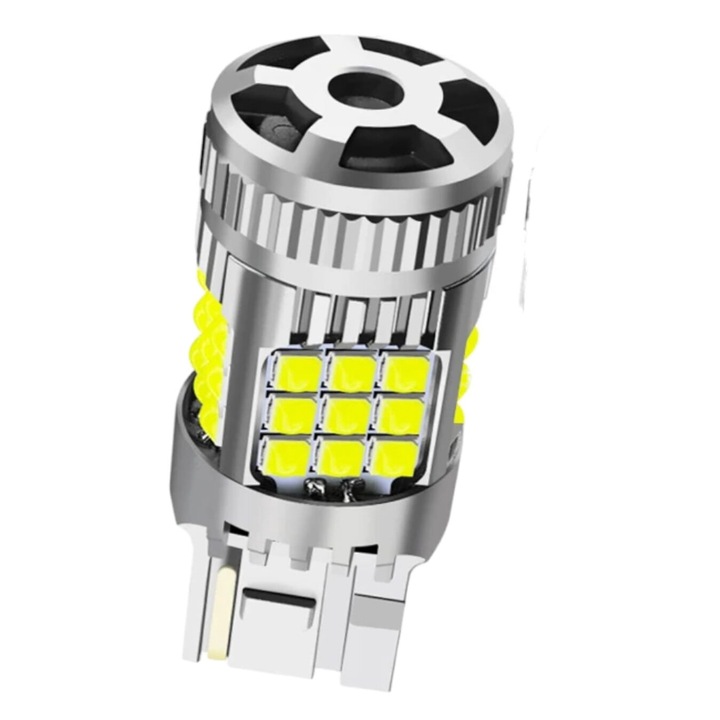 Bec LED T20 / W21W / 7440 DRL Lumini de Zi cu un Filament, 30W, 2800LM, 6000K Alb Rece, 36 SMD 3030, Ventilator Integrat, Canbus Integrat, fara eroare de bec ars, 12V AutoREY® Premium