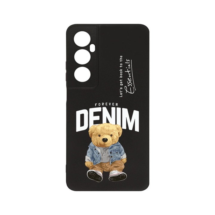 BestCase Slim Szilikon 0.8mm telefontok, kompatibilis modell Realme C65, Denim Style Teddy Bear, Kamera védő, c-B 930