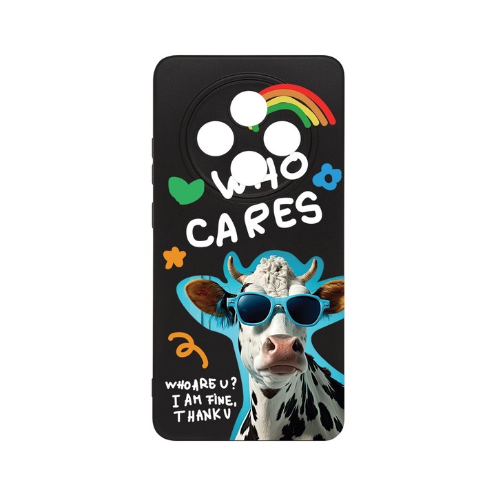 BestCase® Husa Slim SIlicon 0.8MM, Compatibila Cu OPPO Reno12 FS / Reno12 F, Cool Cow - Who Cares?, Protectie Camera, Rezistenta la uzura, c-B 975