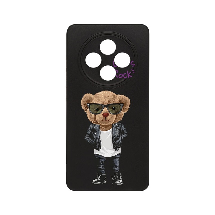 BestCase Slim Szilikon 0.8mm telefontok, kompatibilis modell OPPO Reno12 FS / Reno12 F, Let's Rock Teddy Bear, Kamera védő, c-B 929