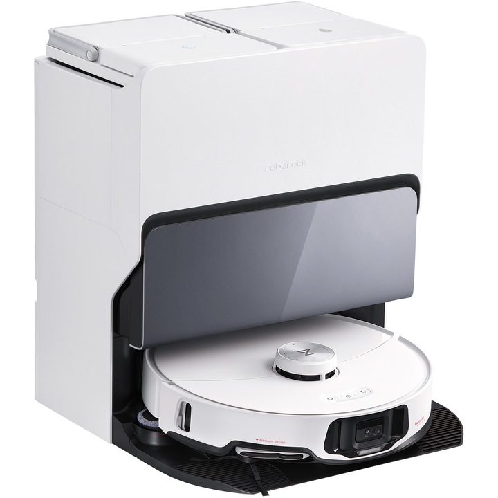 Робот прахосмукачка Roborock S8 MaxV Ultra S8MVU02-00, Прахосмукачка и моп, 3D мапинг, 5200 mAh, 10 000Pa, Контейнер за прах 270 мл, Контейнер за вода 100 мл, 60W, Автономия 180 минути, Бял