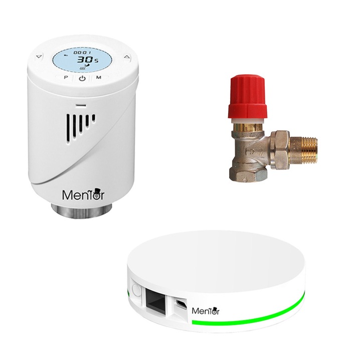 Kit Robinet Termostatat Danfoss si Cap Termostatic calorifer Smart Mentor TZB111D ZigBee Programabil LCD cu HUB