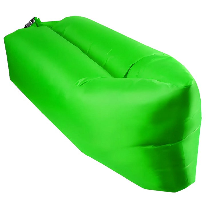 Saltea gonflabila SDEPOT®, pentru camping sau plaja, tip Lazy Bag, verde