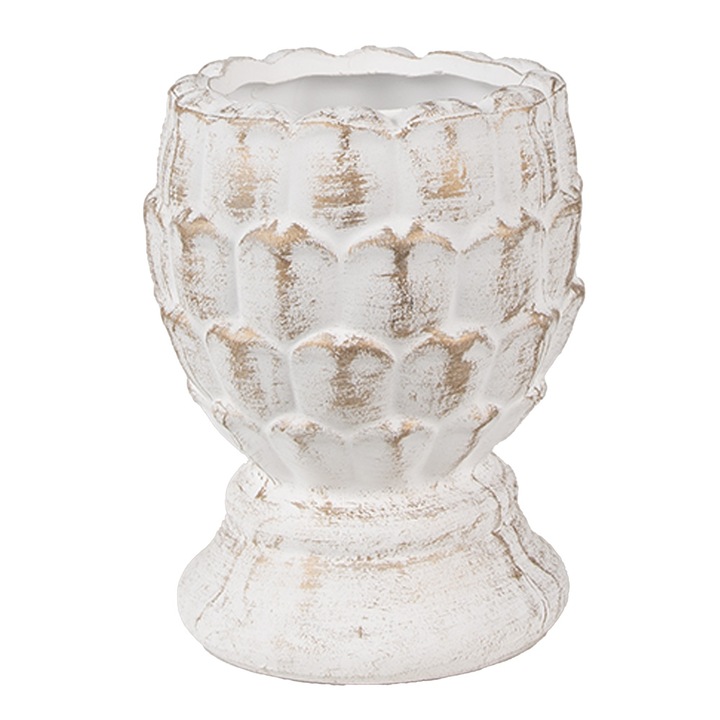 Ghiveci flori piatra alba aurie 11x13 cm