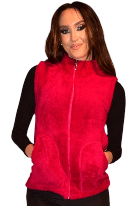 Vesta polar, StarFashion, cu buzunare si fermoar, bordo, S