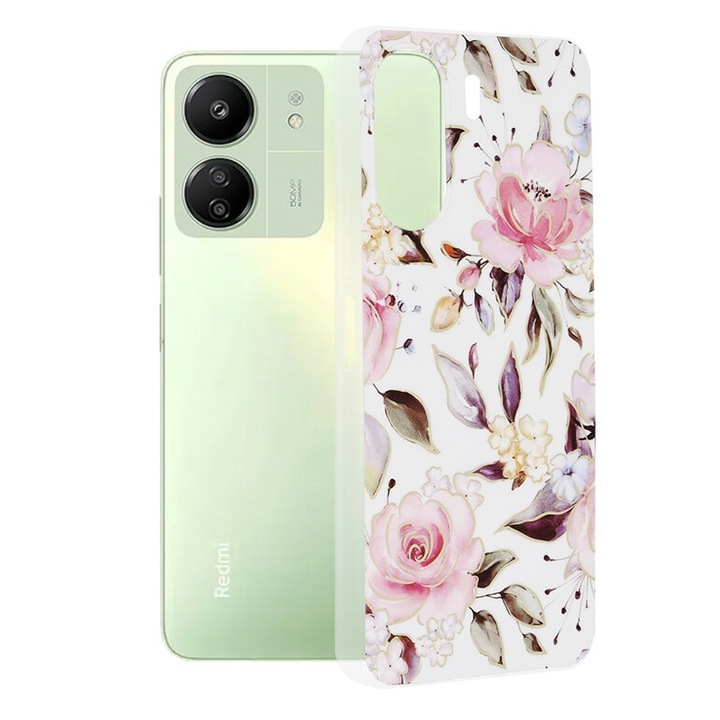 Husa pentru Xiaomi Redmi 13C 4G, Smartphosis Marble, Chloe White