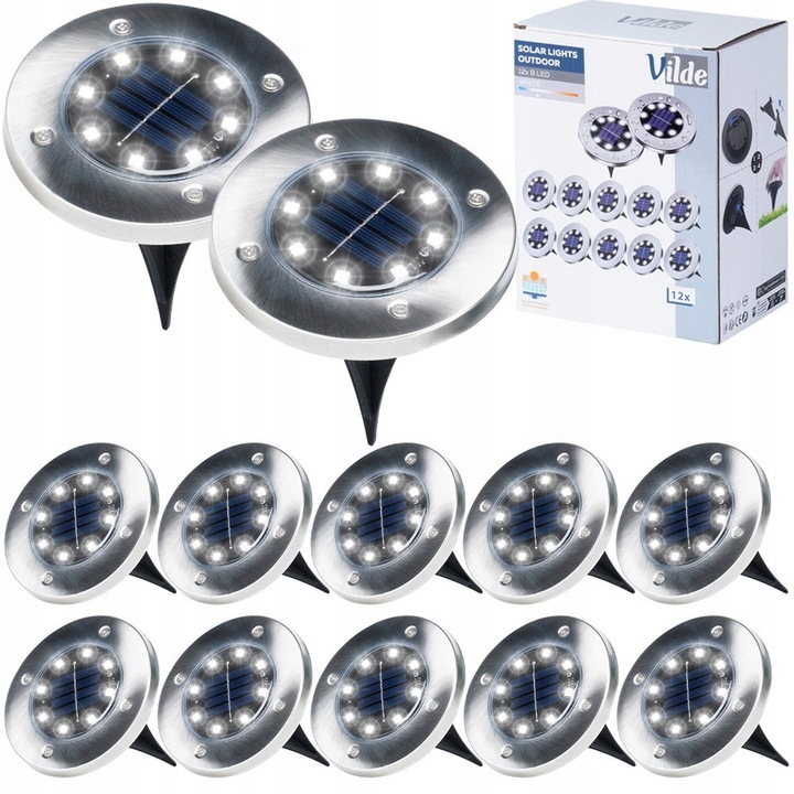 Set 12 Lampi De Gradina Solare Led, Vilde, 11.5x13.5 cm, Inaltimea Lampii 13.5 cm, Diametrul Lampii 11.5 cm, Clasa De Etanseitate Ip44, Alimentare 1X Aa 1.2 V, Multicolor