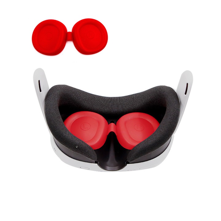 Lentile de protectie din silicon pentru Meta Quest 3, Rosu