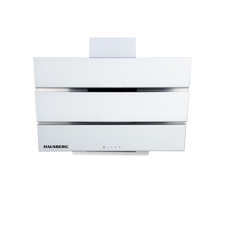 Декоративен аспиратор за вграждане HAUSBERG HB-1820AB, 112W, Стъклен корпус, LED, Мощност на абсорбиране 450 m3/h, 60 см, Бял