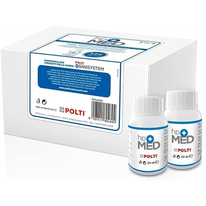 Pachet HP MED, 12 Flacoane, Detergent pentru Aparatele Contra Plosnitelor Polti Sani System si Cimex Eradicator