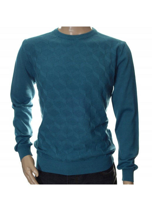 Klasszikus mintás pulóver, Strokers, Pamut, Akvamarin kék
