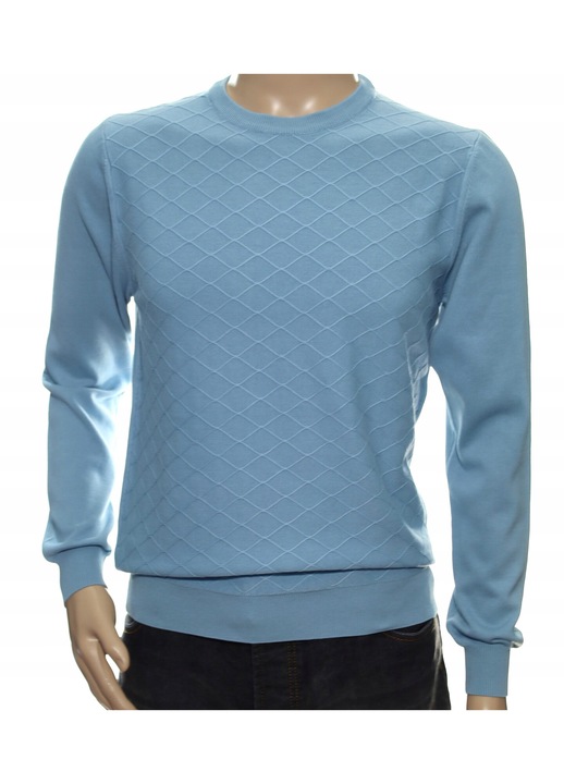 Klasszikus mintas pulover, Strokers, Pamut, Kek, Világoskék