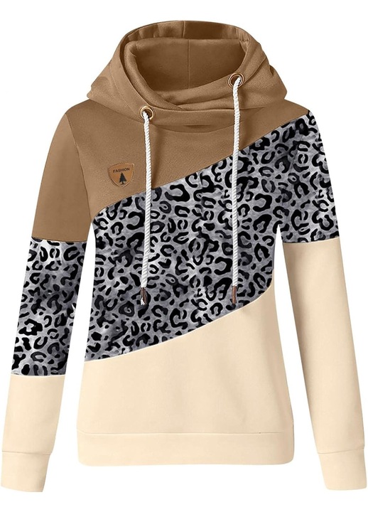 Noi kapucnis kapucnis kapucnis Cozevdent, Pamut, Leopard mintas, Barna/Bézs