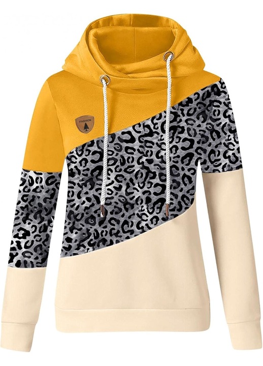 Noi kapucnis kapucnis kapucnis Cozevdent, Pamut, Leopard mintas, Szürke/Sárga