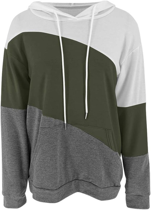 Noi hosszu ujju pulover Cozevdnt, pamut, Zöld/Szürke