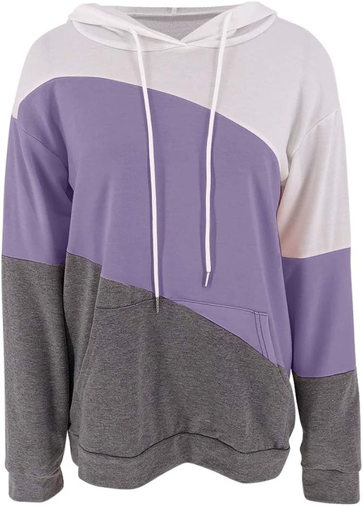 Noi hosszu ujju pulover Cozevdnt, pamut, Fehér/Szürke/Mályvaszín