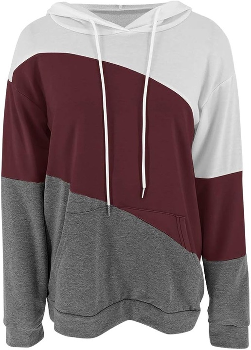 Noi hosszu ujju pulover Cozevdnt, pamut, Piros/Fehér/Szürke