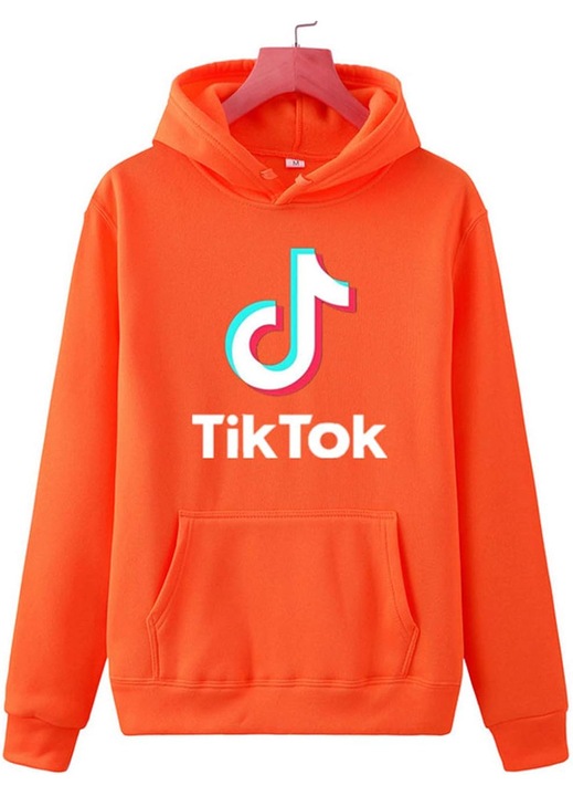 Cozevdnt Tik Tok kapucnis pulóver, poliészter, hosszú ujjú, Narancssárga
