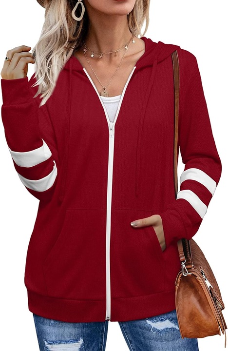 Cozevdnt Zip Up kapucnis kapucnis, poliészter/rayon, piros