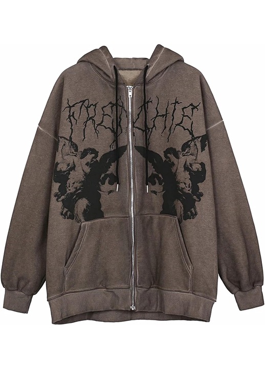 Kapucnival és mintával Cozevdnt, poliészter, barna kapucnis kapucnis