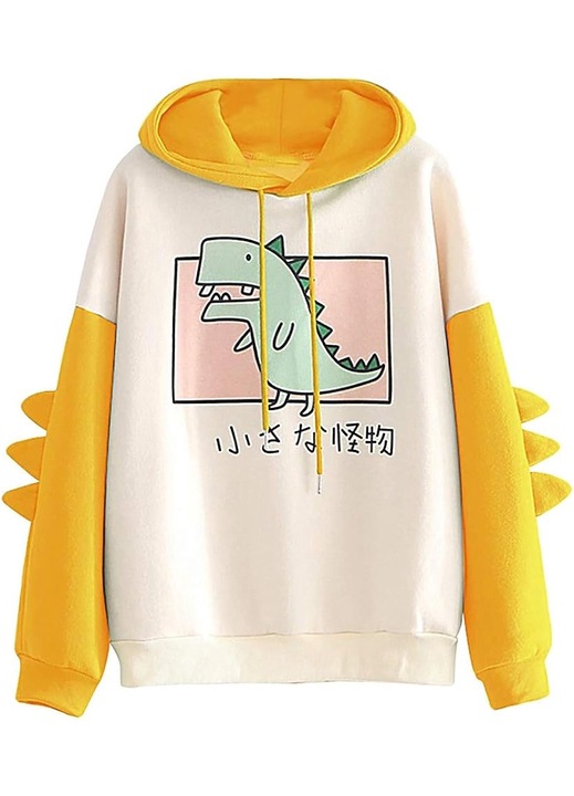 Cozevdnt dinoszaurusz modell kapucnis, pamut, fehér/sárga