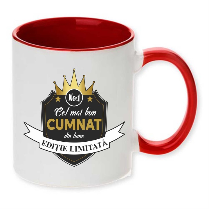 Cana personalizata cu imprimeu "Cel mai bun Cumnat", Rosu, Ceramica, 330 ml, CRD PRINT