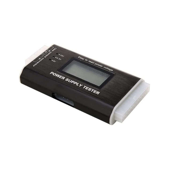 Tester pentru surse de alimentare ATX, BGHYHYHI, suport 20Pin, 24Pin, 4Pin, 8Pin, SATA, PCI-E, carcasa din aluminiu, negru