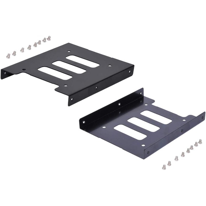 Комплект монтажни скоби за SSD, BGHYHYHI, 2,5" към 3,5" адаптер, метал, 2 броя, черен