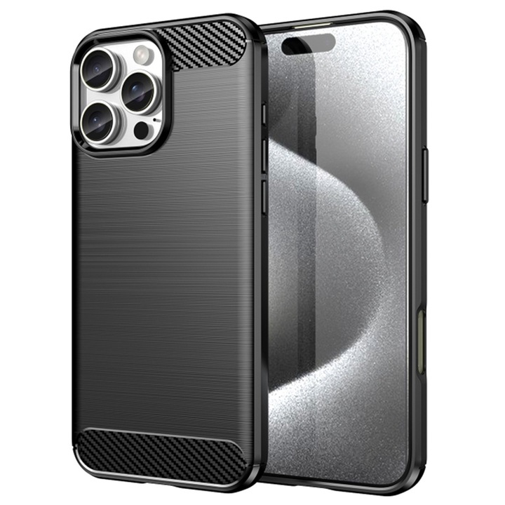 Калъф за Apple iPhone 16 Pro Daden, Carbon, Flexible Shockproof, Hybrid Shockproof, Черен