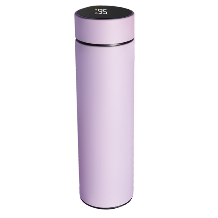 Termosz LED hőmérséklet kijelzővel, QttvbTna, Rozsdamentes acél, 500 ml, 6,5 x 23 cm, Lila