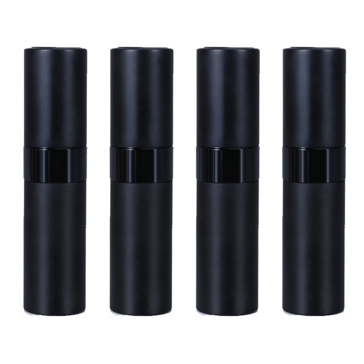 Set 4 flacoane parfum, plastic, negru, 8ml