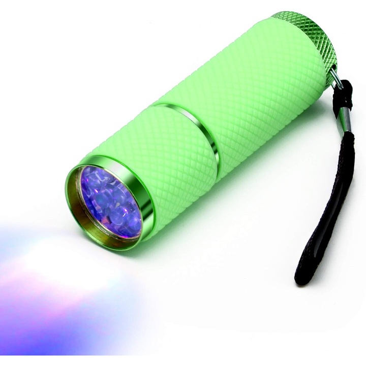 Lanterna portabila, Cozevdnt, 9 LED-uri, verde, dimensiuni mici