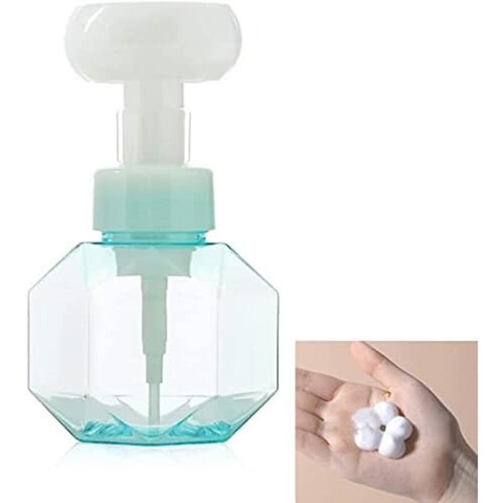 Dispenser de sapun cu flori, Cozevdnt, 500ml, albastru, 16.3x5.5cm