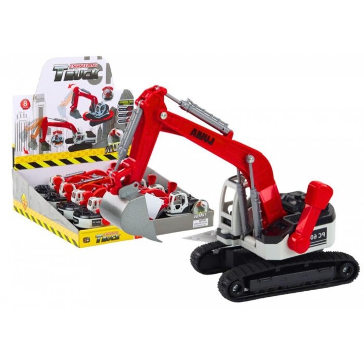 Excavator, Jeantoys, metal, rosu