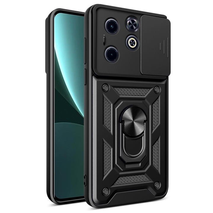 Кейс за infinix hot 40i / smart 8, slide and snap, camshield, черен