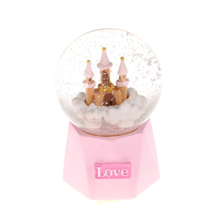 Играчка Преспапие, Замък, Музикална, Светеща, Пластмаса/стъкло, 8х12 см