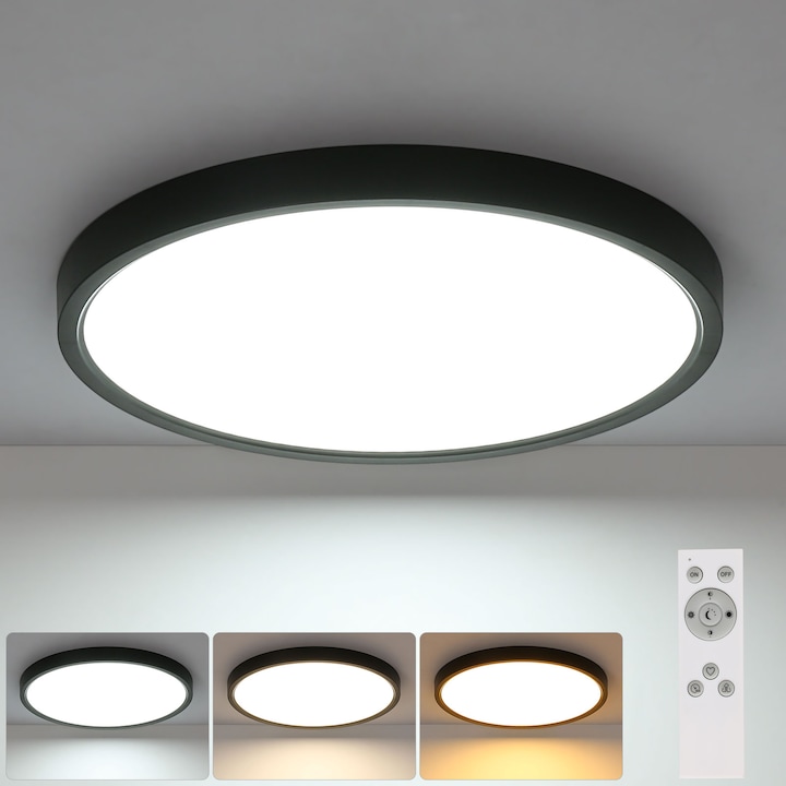Mckalen, LED плафониера, 24w, 2700lm, кръгла, IP44, непрекъснато димиране с дистанционно управление, подходяща за баня, спалня, всекидневна, коридор