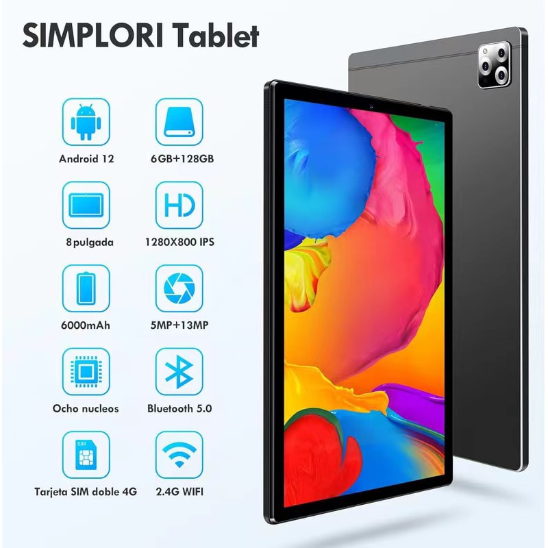Tableta Saraguato Pad 8 Pro, Snapdragon 8 gen2, 6GB RAM, 128GB, negru/auriu, 8" 120Hz, SIM, 8800mAh