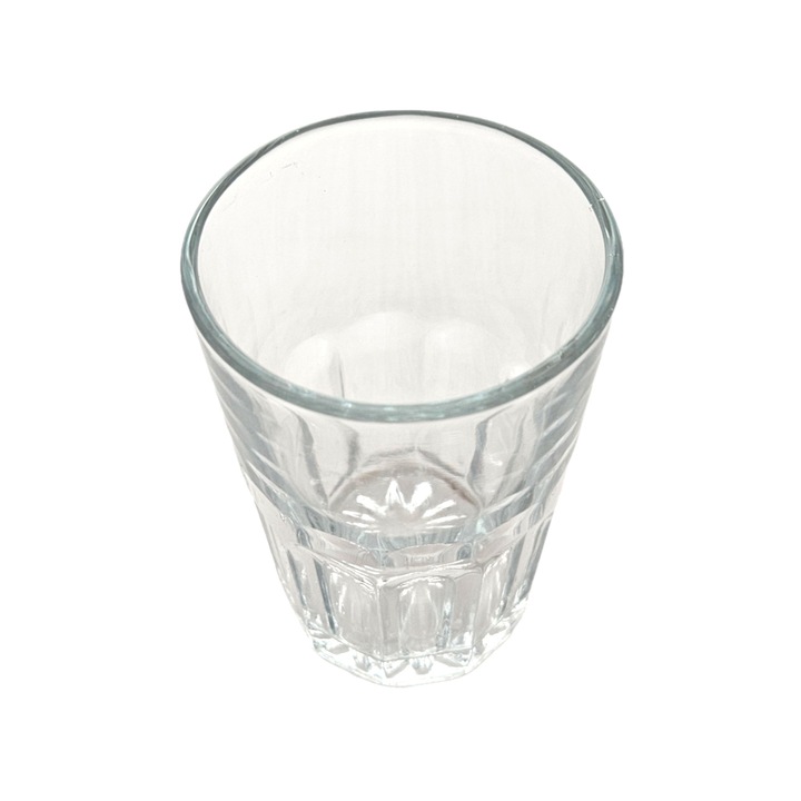 6 db szár nélküli pohár készlet, Átlátszó mintás üveg, 150 ml