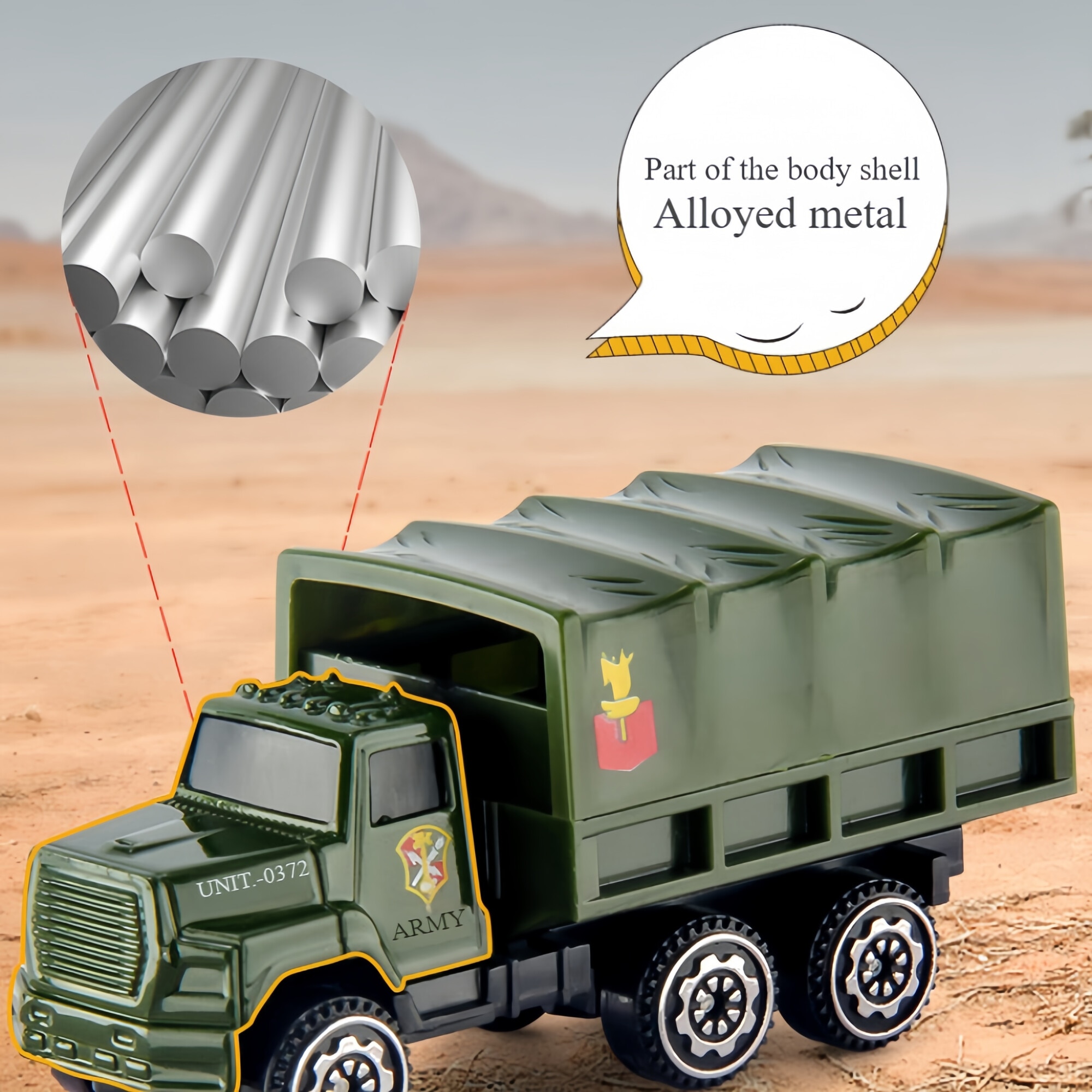 6 Masini de Jucarie Militare pentru Copii, 1:64 Scale din Aliaj